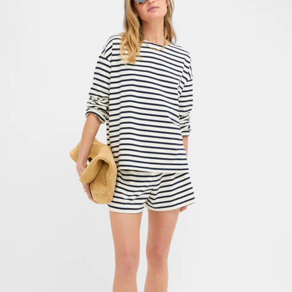 Pomander Place Tops - Pomander Place Stripe Knit Odie Tee & Olympia Shorts SET XXXL Brown Stripe